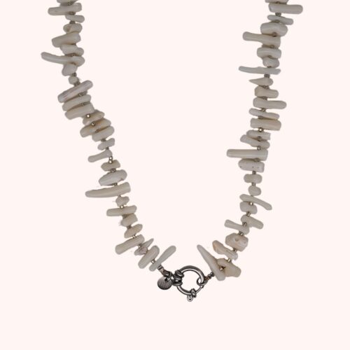 Coral white ketting (zilver)