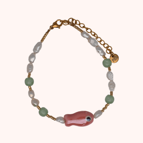 Fish pearl/green armband