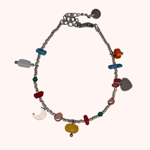 Colourful party armband (zilver)