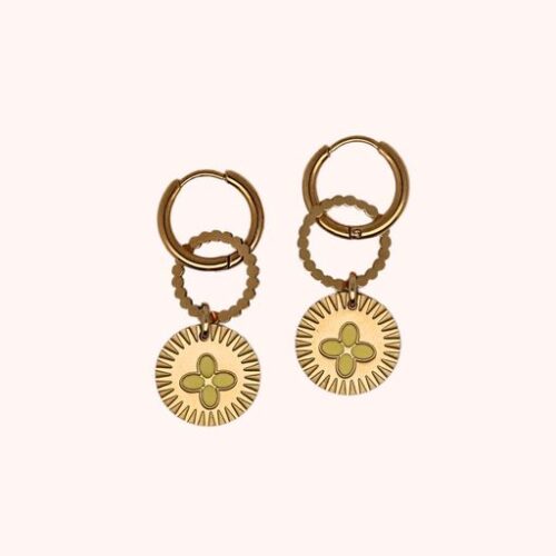 Round hoops yellow oorbellen
