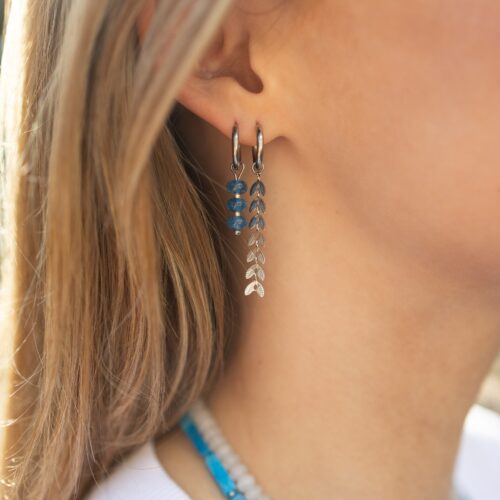 Trio blue oorbellen (zilver)